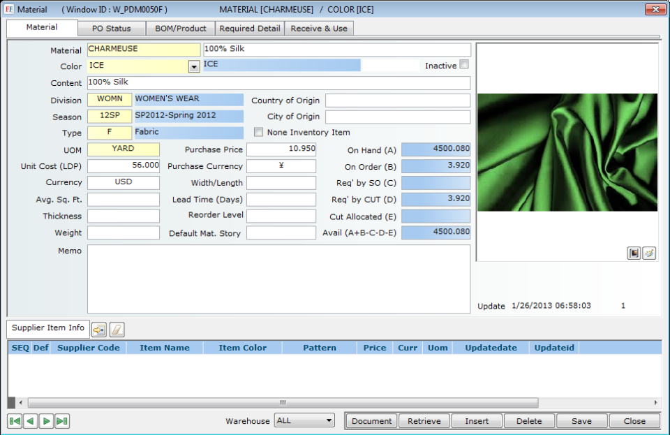 screenshot of FashionFlow Apparel ERP